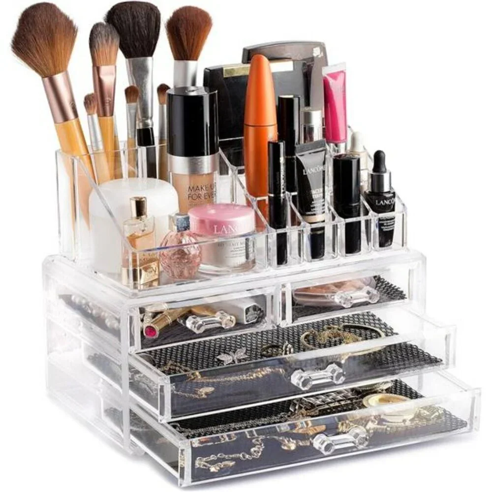 Masirs Clear Makeup Organizer Vanity Storage with Drawers Cosmetic Holder